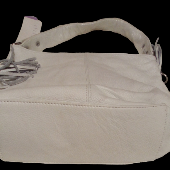 NWT.~Zency 100% Leather White Shoulder bag/ Tote/ Satchel/ Handbag - Picture 7 of 9